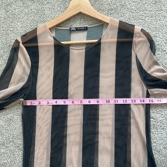 Zara Asymmetrical Mesh Long Sleeved Top Sz: M - Picture 4 of 6